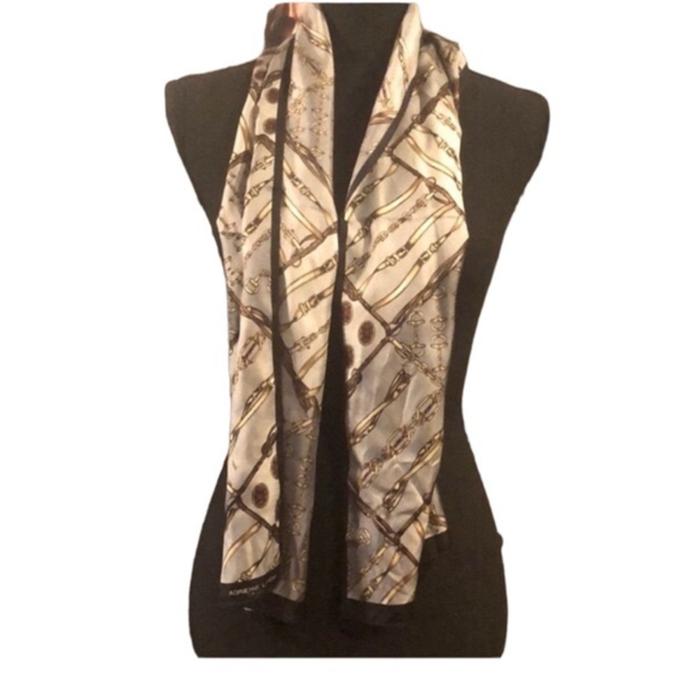 ADRIENNE LANDAU SILK CHAIN PRINT SCARF MULTICOLORED